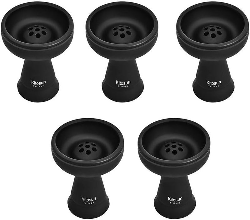 Silicone Hookah Bowl with 7 Holes- Shisha Accessory Durable Replacement for Clay&Ceramic Style 3.5" Tall (Pack of 5)